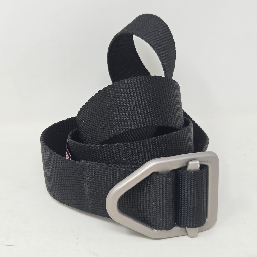 Bison Designs Mens Black Nylon Webbing Belt D-Ring Buckle Made in USA Large 47in